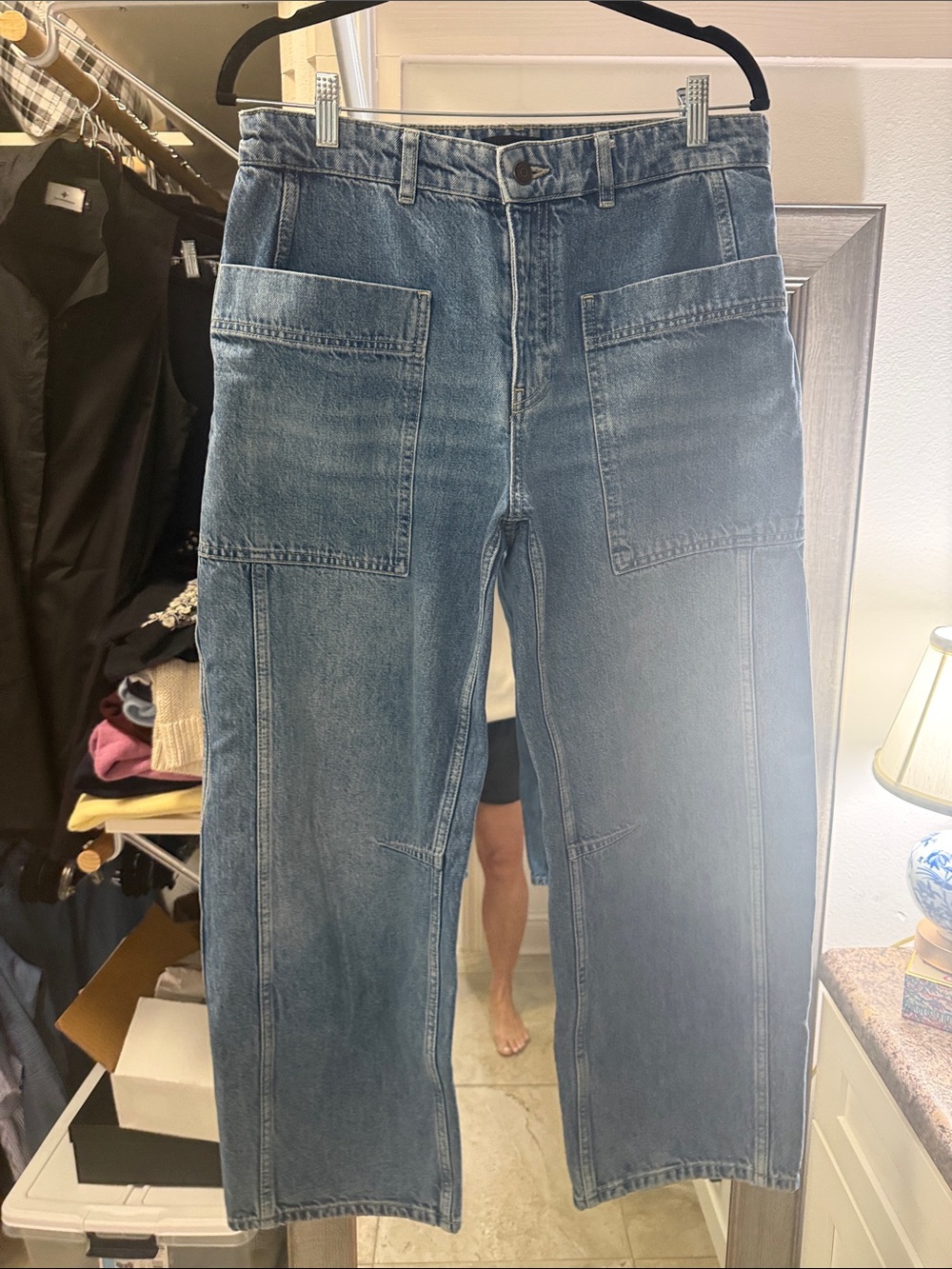 ME+EM Blue Cropped Slight Barrel Jeans - Picture 1 of 5